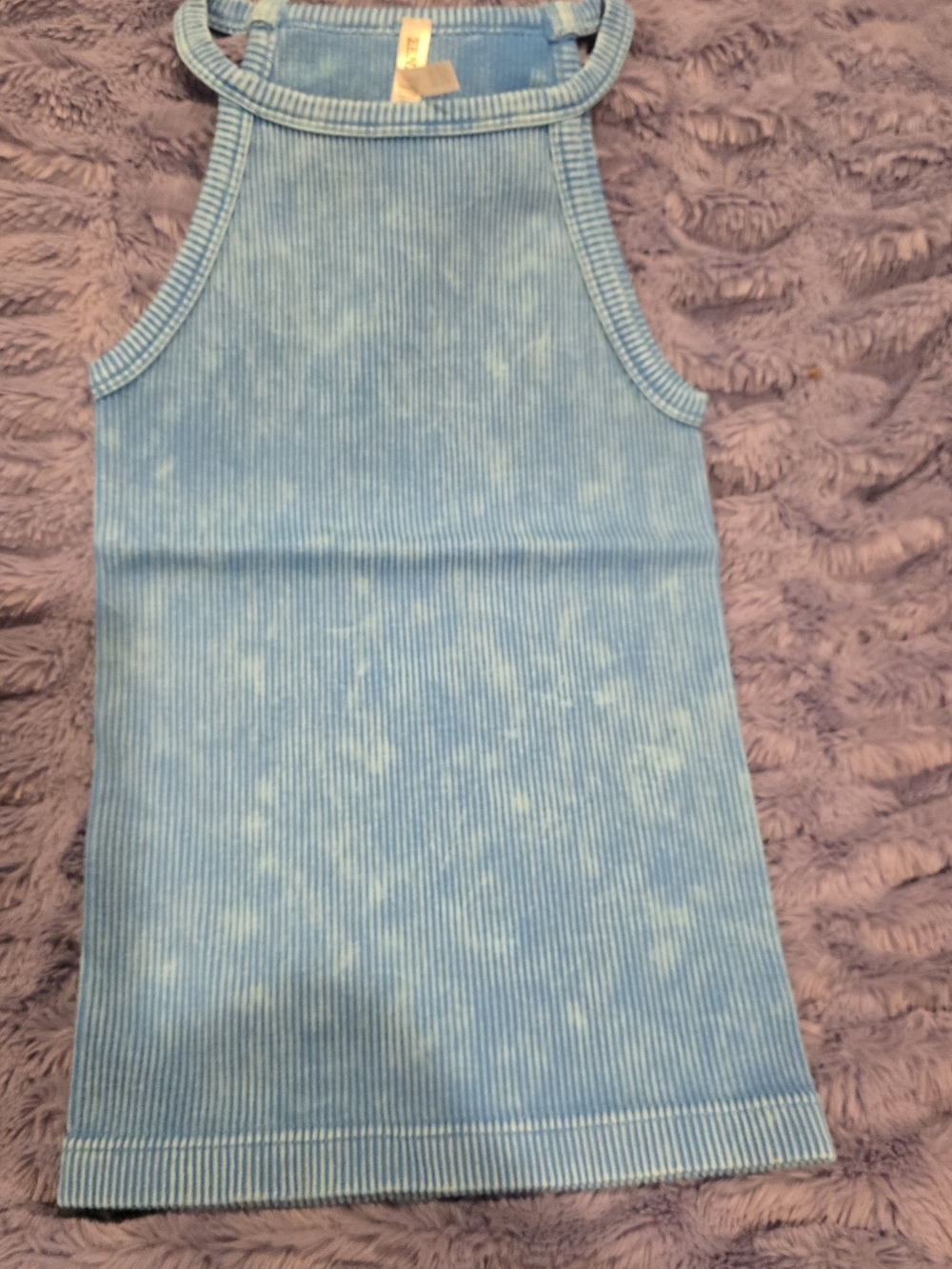 Zenana Outfitters Light Blue Ribbed Tank Top Size S/M